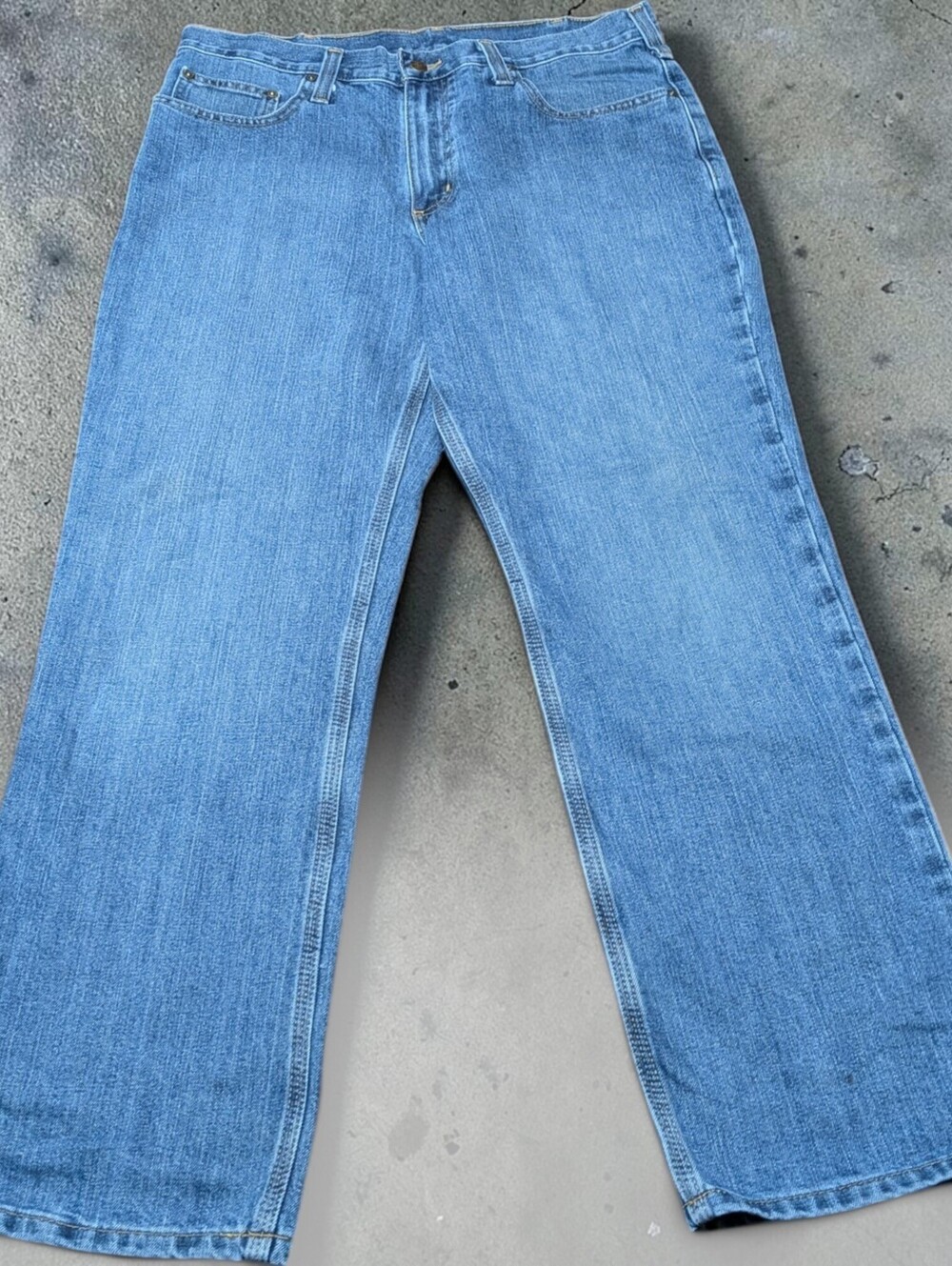 Vintage Carhartt Relaxed Fit Denim Jeans Size 34x30 Light Wash Utility Workwear